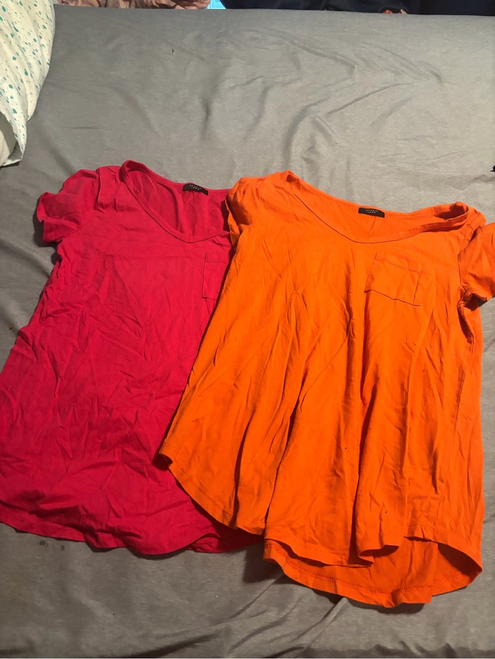 Studio Short Sleeve Scoop Neck Tees in Pink and Orange